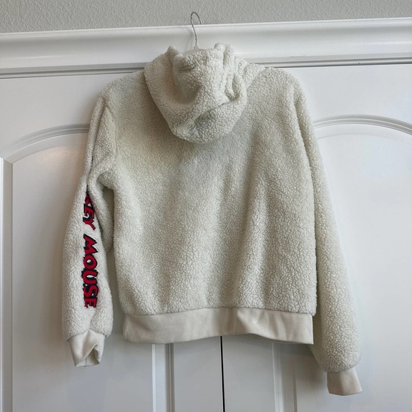 Disney Mickey Mouse Ivory Sherpa With Mickey on the Front Hooded Pullover - Picture 6 of 6